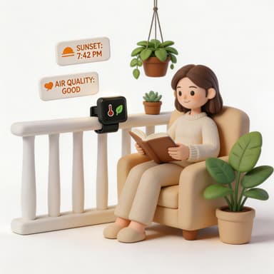 Balcony air quality monitoring while reading