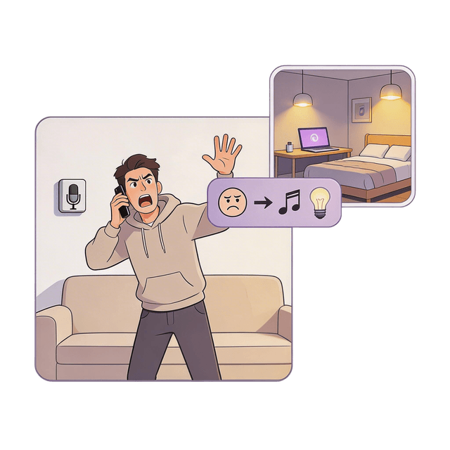 Mood detection that adjusts music and lighting
