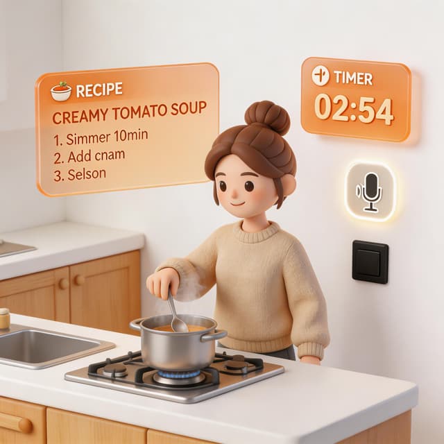 Voice-guided recipe with timer while cooking